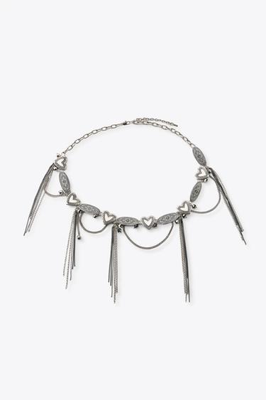 BELT WITH HEART CHARM CHAINS - Silver by Zara