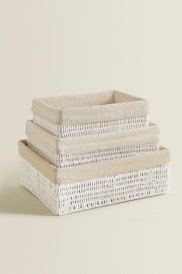 RECTANGULAR FABRIC INTERIOR BASKET - White by Zara