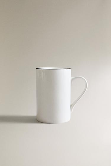 BLACK-RIMMED BONE CHINA MUG - Black / White by Zara - Image 0