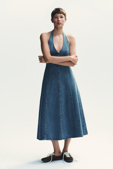 TRF HALTER DENIM DRESS - Blue by Zara - Image 0