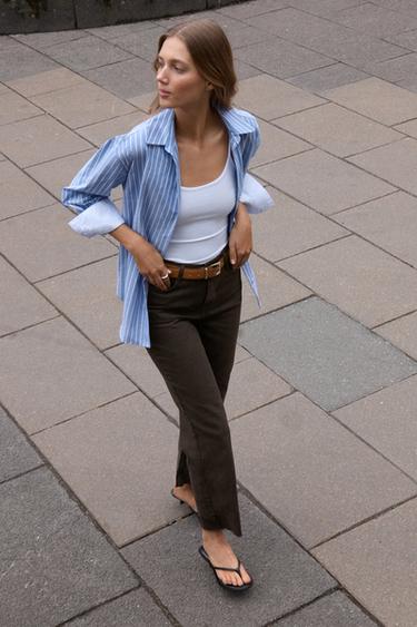 Z1975 HIGH-RISE STRAIGHT JEANS - Brown by Zara