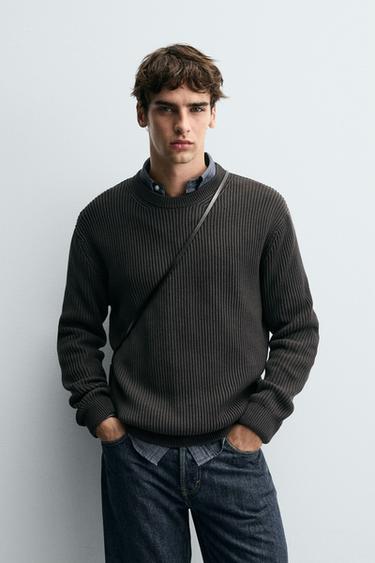 RIBBED TEXTURE SWEATER - Greyish by Zara