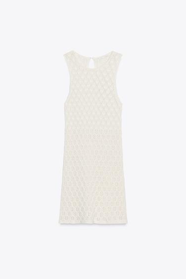 CUTWORK HALTER SHORT DRESS - Ecru by Zara