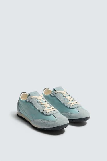 LEATHER TRAINERS - Blue by Zara