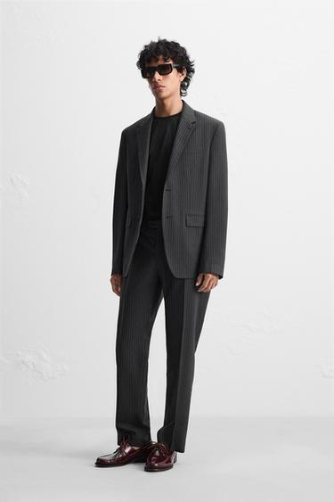 PINSTRIPE SUIT BLAZER - Navy blue by Zara - Image 0