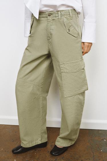 ZW COLLECTION CARGO TROUSERS - Light khaki by Zara