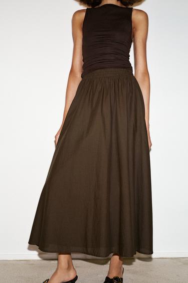 LAYERED MIDI SKIRT - Brown by Zara