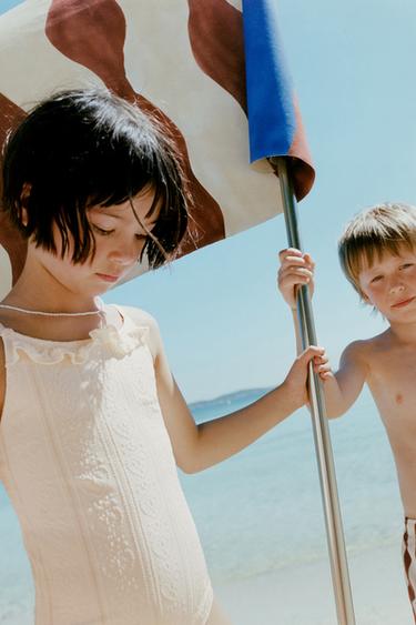 6-14 YEARS/ STRUCTURED SWIMSUIT - Ecru by Zara