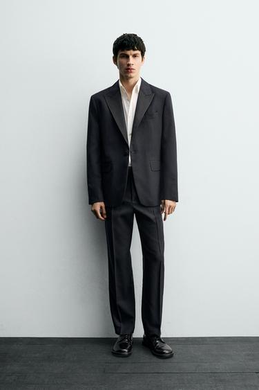 WOOL BLEND TUXEDO SUIT - Black / White by Zara
