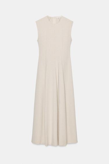 LONG SLEEVELESS DRESS - SAND/BROWN by Zara