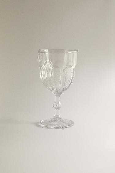 RAISED DESIGN WINE GLASS -  by Zara - Image 0