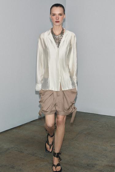 ZW COLLECTION FLOWING SHIRT - Oyster-white by Zara