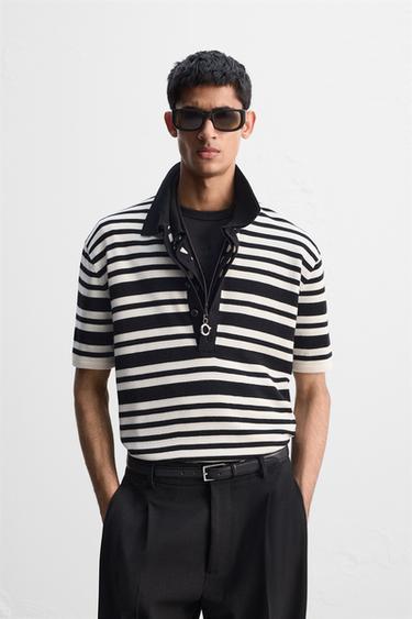 STRIPED KNIT LIMITED EDITION POLO SHIRT - Black by Zara