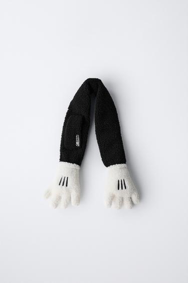 MICKEY MOUSE © DISNEY FAUX SHEARLING SCARF WITH HANDS - Black by Zara