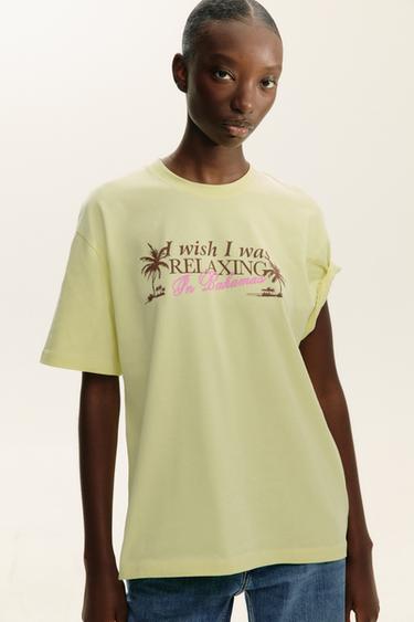 SLOGAN PRINT T-SHIRT - Yellow by Zara