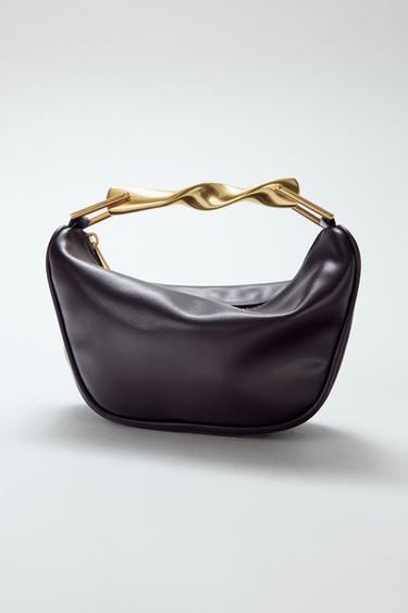 MINI HANDBAG WITH METALLIC HANDLE - Burgundy Red by Zara