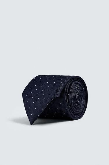 100% SILK JACQUARD TIE - Navy blue by Zara
