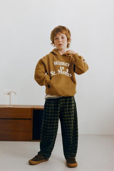 SOFT-TOUCH CHECKED BALLOON TROUSERS - Green by Zara