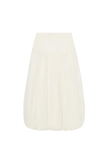 KNIT BALLOON SKIRT - Ecru by Zara
