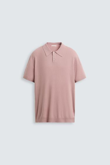 RIB KNIT POLO SHIRT - Pink by Zara