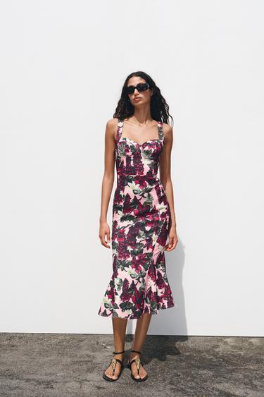 FLORAL GODET DRESS - Pinks by Zara - Image 0