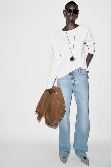 WASHED LONG SLEEVE T-SHIRT - White by Zara