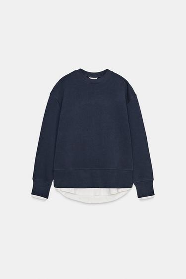 CONTRAST PLUSH SWEATSHIRT - Navy blue by Zara