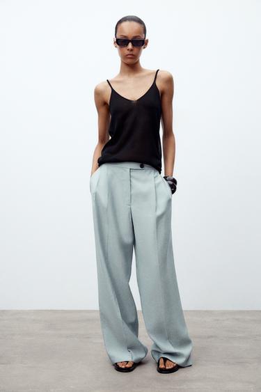 ZW COLLECTION TROUSERS WITH DARTS - Light blue by Zara