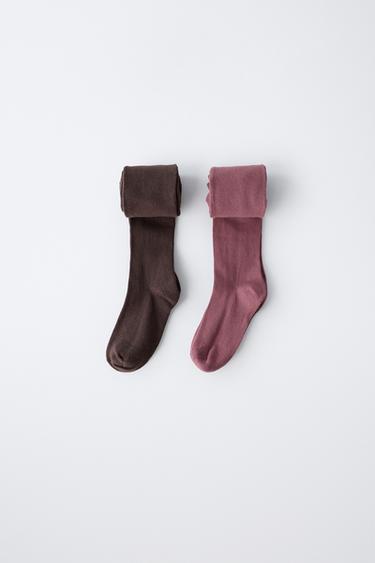 2-PACK OF PLAIN TIGHTS - Brown by Zara