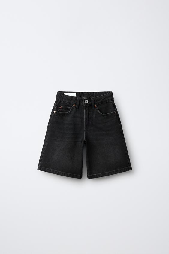 STAR PRINT DENIM BERMUDA SHORTS - Black by Zara - Image 0