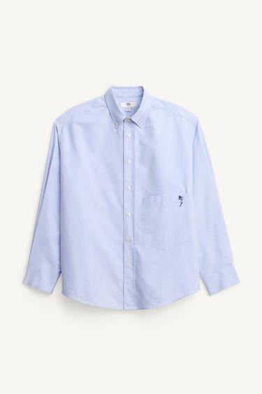 LIMITED EDITION EMBROIDERED OXFORD SHIRT - Light blue by Zara