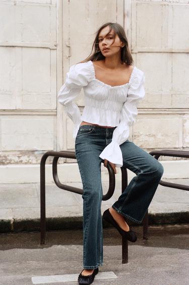 PUFF SLEEVE RUCHED TOP - White by Zara