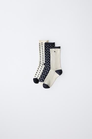 3-PACK OF HEART AND POLKA DOT SOCKS - Ecru / Black by Zara - Image 0
