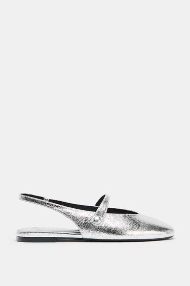 METALLIC EFFECT BALLERINAS - Silver by Zara