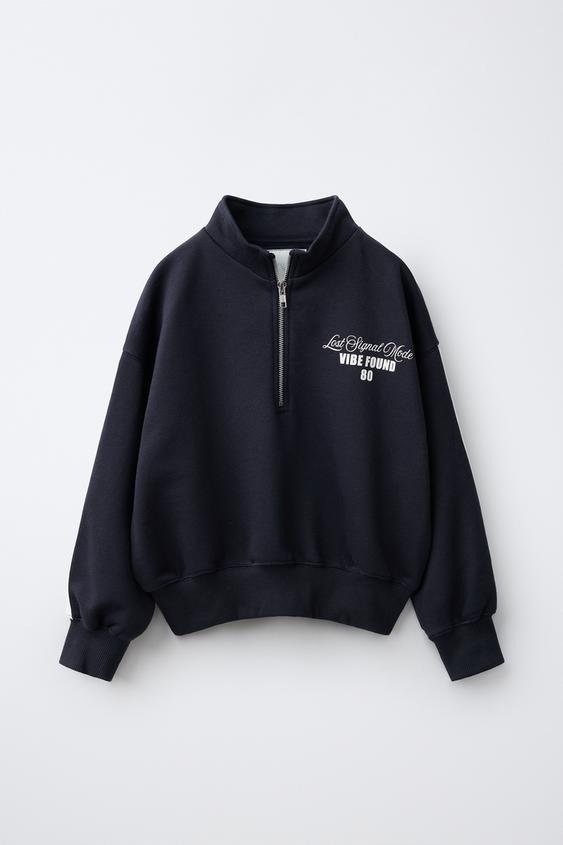 HIGH NECK SPORTY SWEATSHIRT - Navy blue by Zara - Image 0
