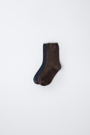 2-PACK OF LONG SHIMMER SOCKS - Brown by Zara