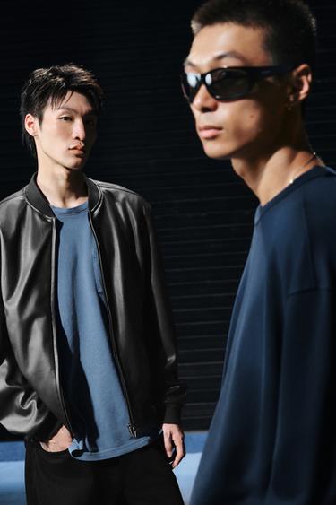 LEATHER EFFECT BOMBER JACKET - Black by Zara