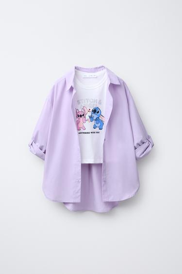 PLAIN SHIRT WITH LILO & STITCH © DISNEY CROPPED T-SHIRT PACK - Light mauve by Zara - Image 0