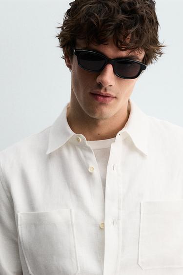 100% LINEN REGULAR FIT SHIRT - White by Zara