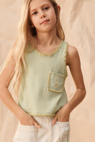 LIMITED EDITION KNIT TOP WITH CONTRAST EMBROIDERY - Sea green by Zara