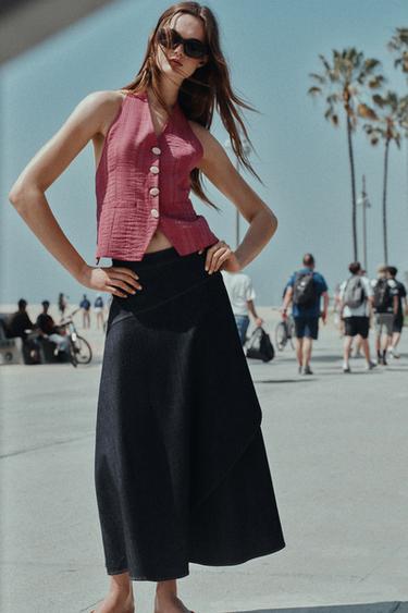 HALTER WAISTCOAT WITH STRIPES AND BOWS - Pink by Zara