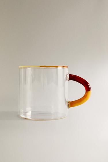 BOROSILICATE GLASS MUG WITH COLOURED HANDLE - Light orange by Zara - Image 0