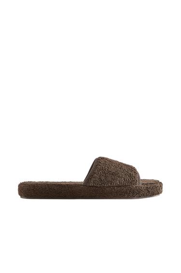 FLATFORM TERRY SLIPPERS - Brown by Zara