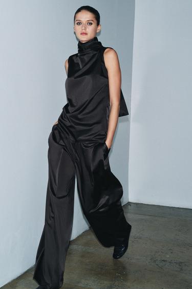 ZW COLLECTION SATIN SLEEVELESS TOP - Black by Zara