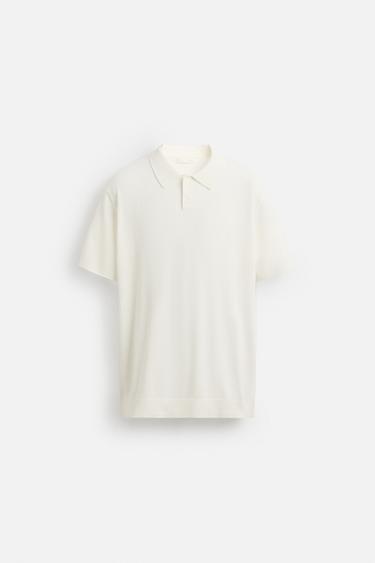 RIB KNIT POLO SHIRT - Oyster-white by Zara