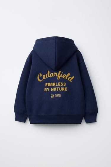 EMBROIDERED SLOGAN HOODIE - Navy blue by Zara