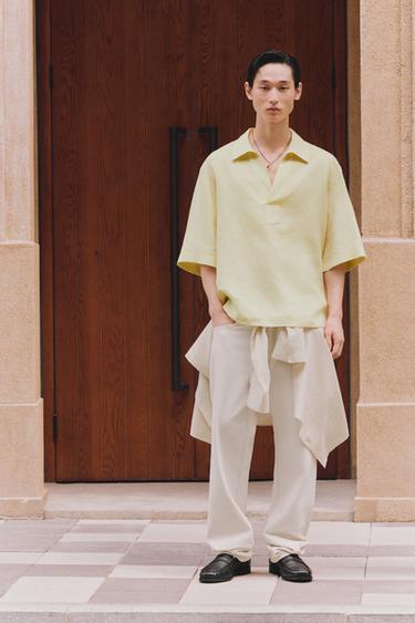 100% LINEN POLO SHIRT - Mustard by Zara - Image 0