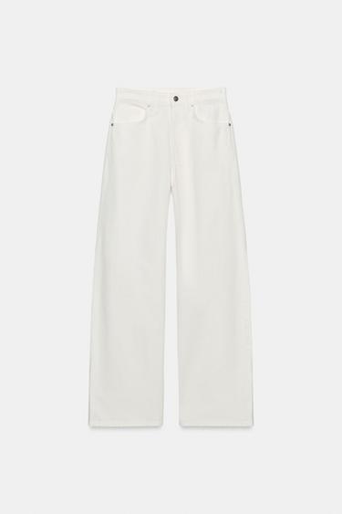 TRF EXTRA WIDE-LEG HIGH-WAIST JEANS - Oyster-white by Zara