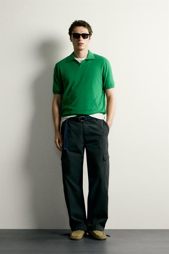 REGULAR FIT RIBBED KNIT POLO SHIRT - Emerald by Zara - Image 0
