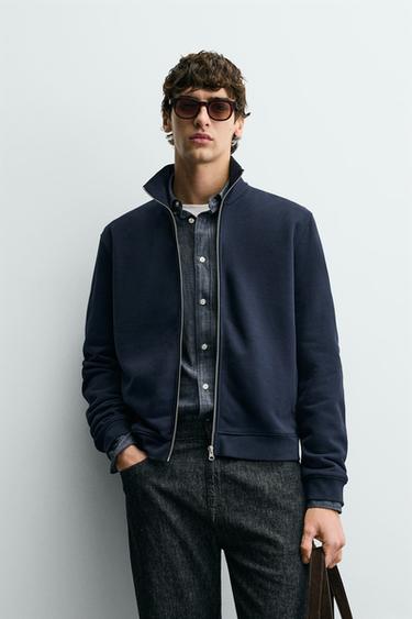 BASIC ZIP-UP SWEATSHIRT - Navy blue by Zara